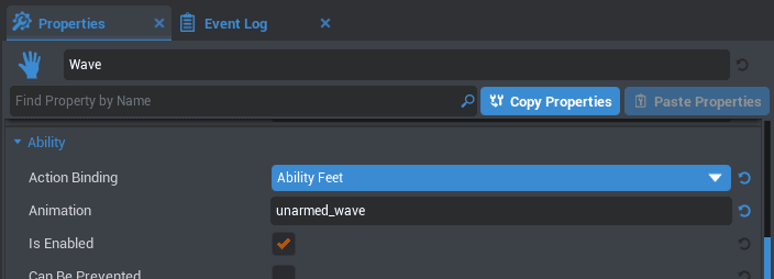 Ability Properties Panel Ability Properties Panel
