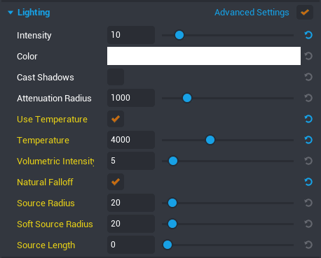 Point Light in the Properties window. "Point Light Properties"