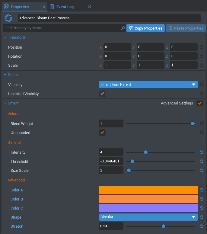 Getting weird changing values. Post Process Effects